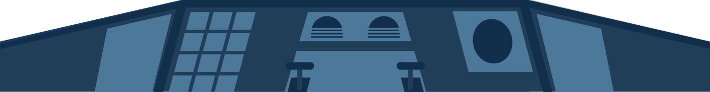 image d'un cockpit inférieur d'avion en 2D crée en vectoriel pour donner une immersion dans le thème du site