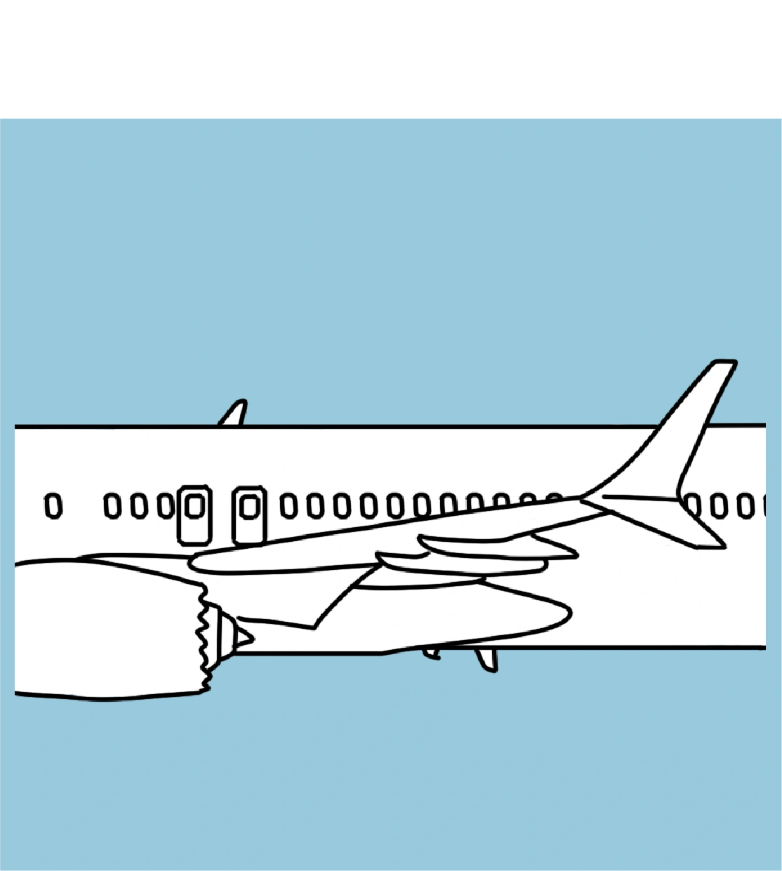 Section médiane d'un Boeing 737 illustrée par mes soins.